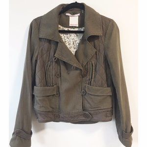 Rebecca Taylor Quilted Bomber Jacket, Olive Size L